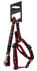 Hem & Boo Stars Harness & Lead Set Black 9mm X 25-40cm (120cm)